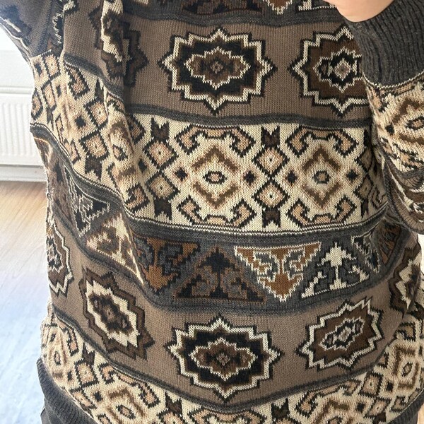 Patchwork Hood Zip-Up Sweater