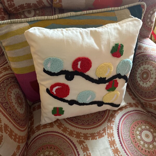 Personalized Pillow for Baby Girl, Nursery Pillow, Embroidered Punch Needle Pillow, Newborn Girl Gift, Monogrammed Gift, Soft Baby Decor