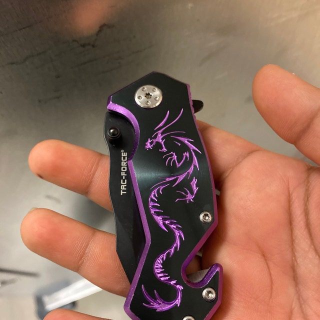 Tac Force Black Aluminum Handle W/ Purple Dragon Small Knife Dad, Gifts  Daddy ,knife NEW Gifts Man 686 