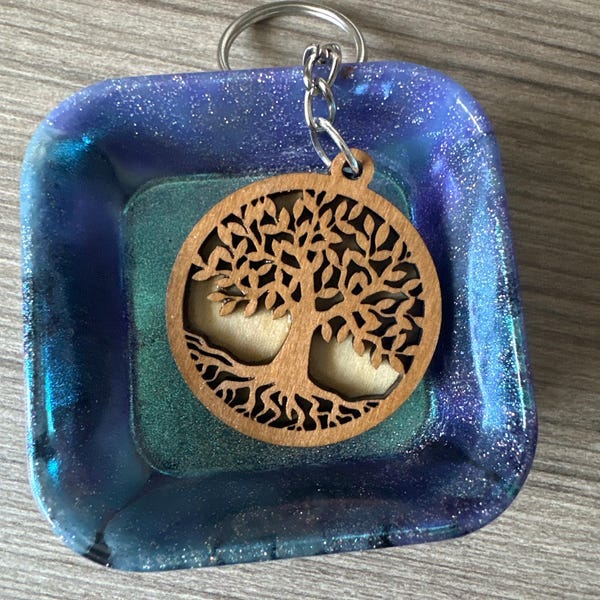 Wooden Tree of Life Keychain: Boho Rustic Charm - Etsy