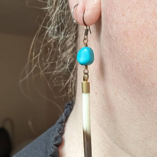 •THREADER• porcupine quill + gold earrings