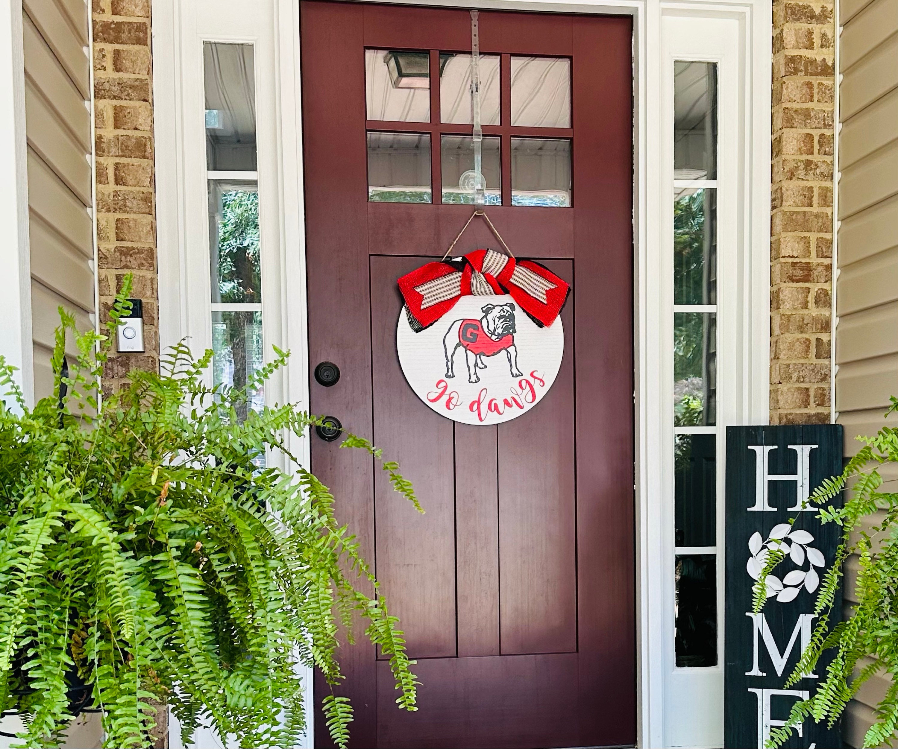 Bulldog Door Hanger, Front Door Decor, Go Dawgs, Bulldog sign, Georgia Sign, Football Decor, Football sign