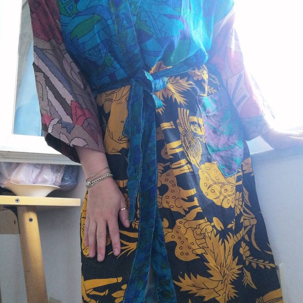Regular Up-Cycled Sari Bell Sleeve Wrap Tie Top main image 1