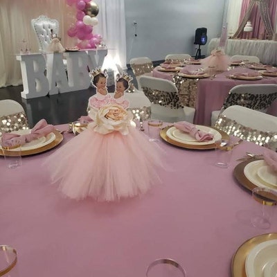 Baby Shower Centerpiece Princess Ballerina Pink Gold Shoes & Crown Tutu ...