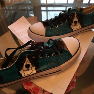Berner Bemalt E Sneaker Personalisierte Hund Leinwand Schuhe Etsy
