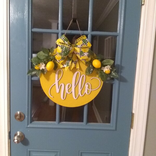 Hello Lemon Door Hanger for Spring Summer - Etsy