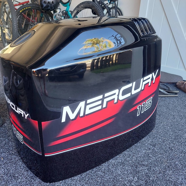 Mercury Decal Outboard Replacement Decal Kit For Mercury 115hp FourStroke EFI Outboard 1999-2004 - Blue Or Red Discontinued Decals Boat Decal Set