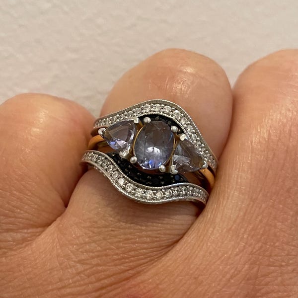 Round Cut Diamond 14k White Gold Finish, Band Ring Wedding Enhancer ...