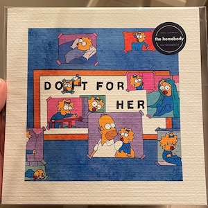 The Simpsons Homer Maggie Do It For Her Watercolour Print, Scenic Simpsons, Poster Watercolor Illustration Print Wall Art | 21x21cm