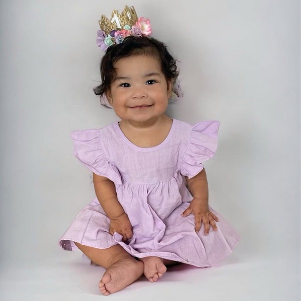 Pastel Rainbow Unicorn Crown for Baby Girl's First Birthday Cake Smash