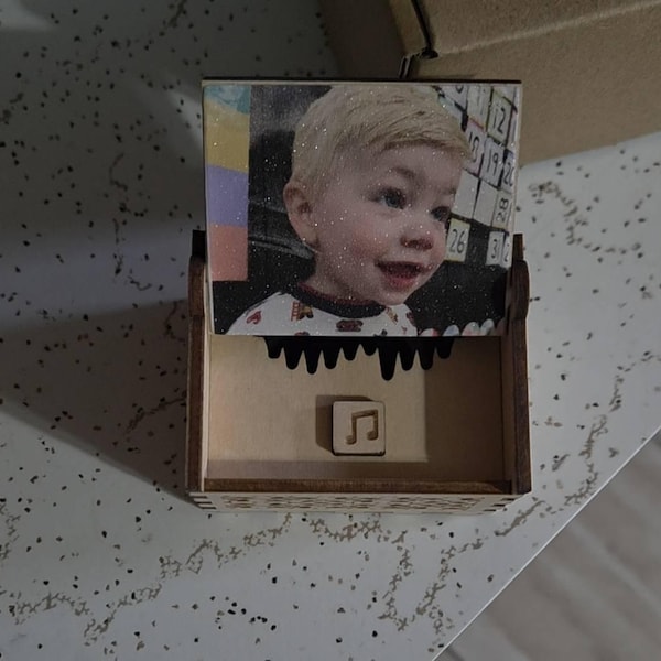 Personalized Custom Song & Photo Wooden Music Box, Keepsake Voice ...