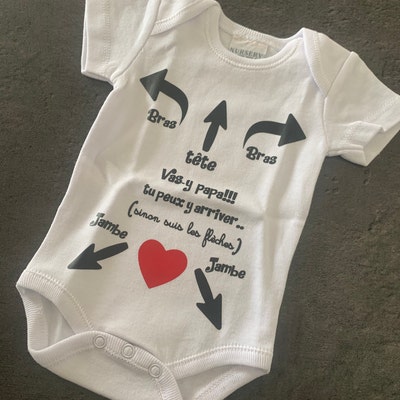 Body Bébé Humour "Fête Dans Mon Berceau à 2h Du Mat Pour Papa Débutant" - Blanc, Fait Main En France