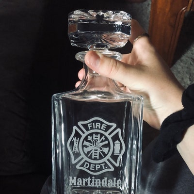 Firefighter Decanter Set, Personalized Fireman Glass Set, Maltese Cross ...