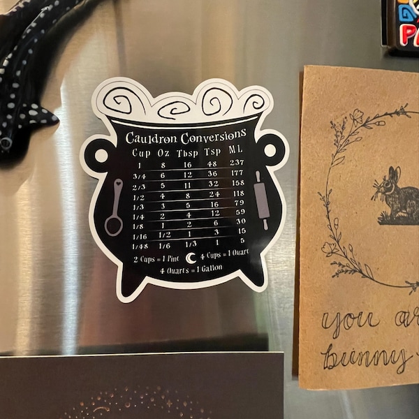Cauldron Conversion Chart Magnet, Black, Cooking, Measurements, Baking ...