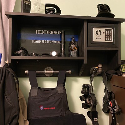 Black With Blue Line Wall Rack - Etsy