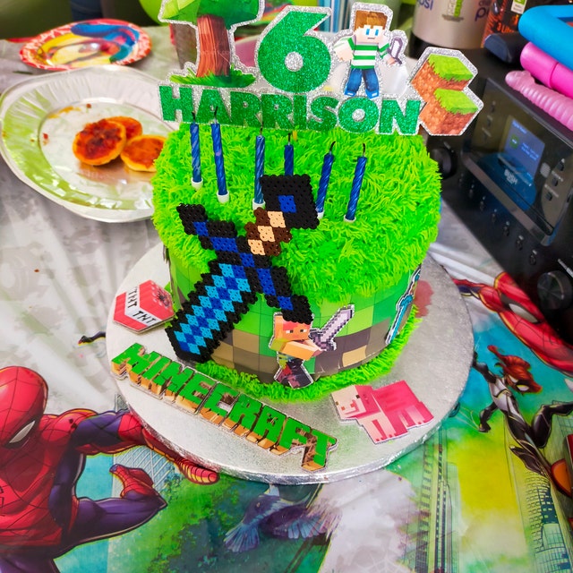 Minecraft Pixel Tiles Icing Sheet Cake Wrap