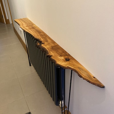 Tall Rustic Radiator Console Rustic Radiator Console Slimline Table With White Hair Pin Legs ...