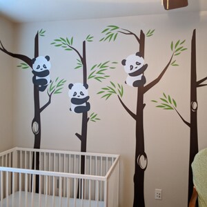 Nursery Panda Bear Bamboo Tree Wall Nursery Decal Art Forest - Etsy