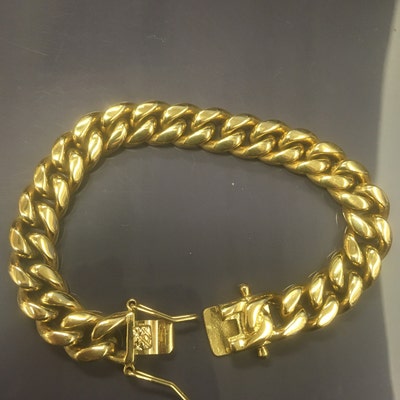 10mm Miami Cuban Link Bracelet in 14k Gold Filled Featuring Double ...