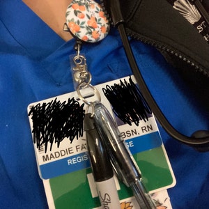 Badge Reel, Badge Pen Set, Nurse Badge Reel Clip, Mini Pen Sharpie Set  Badge Reel Accessories, RN Badge 