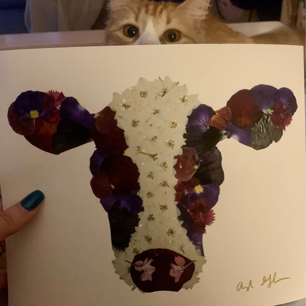 Pressed Flower Chickadee Couple Print Etsy