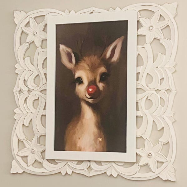 Rudolph [framed Print] Cute Reindeer Decor | Whimsical Christmas ...