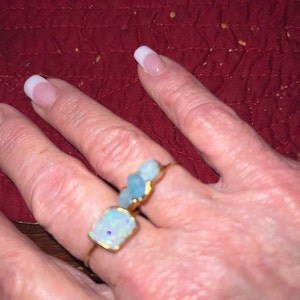 Customer photo from Lisa, New Triple Raw Aquamarine Ring