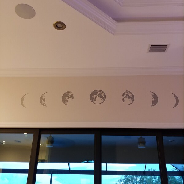 Moon Phases Wall Decal - Moon Phase Decor, Celestial Wall Art, Moon ...