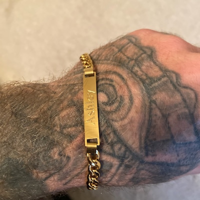 Custom Gold Bracelet Men,engraved Bracelet, Name Bracelet Men Gold ...