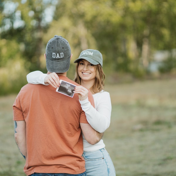 Mom & Dad EMBROIDERED Dad Hat Cap, Pigment Dyed Unstructured Baseball ...