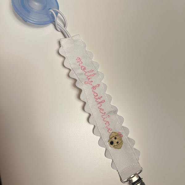 Monogrammed Pacifier Clip | Personalized Embroidered Paci Holder | Baby ...