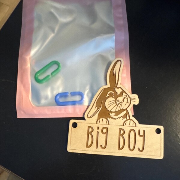 Bunny Rabbit Cage Tag, Personalized, Custom, Engraved Wood, Pet Rabbit ...