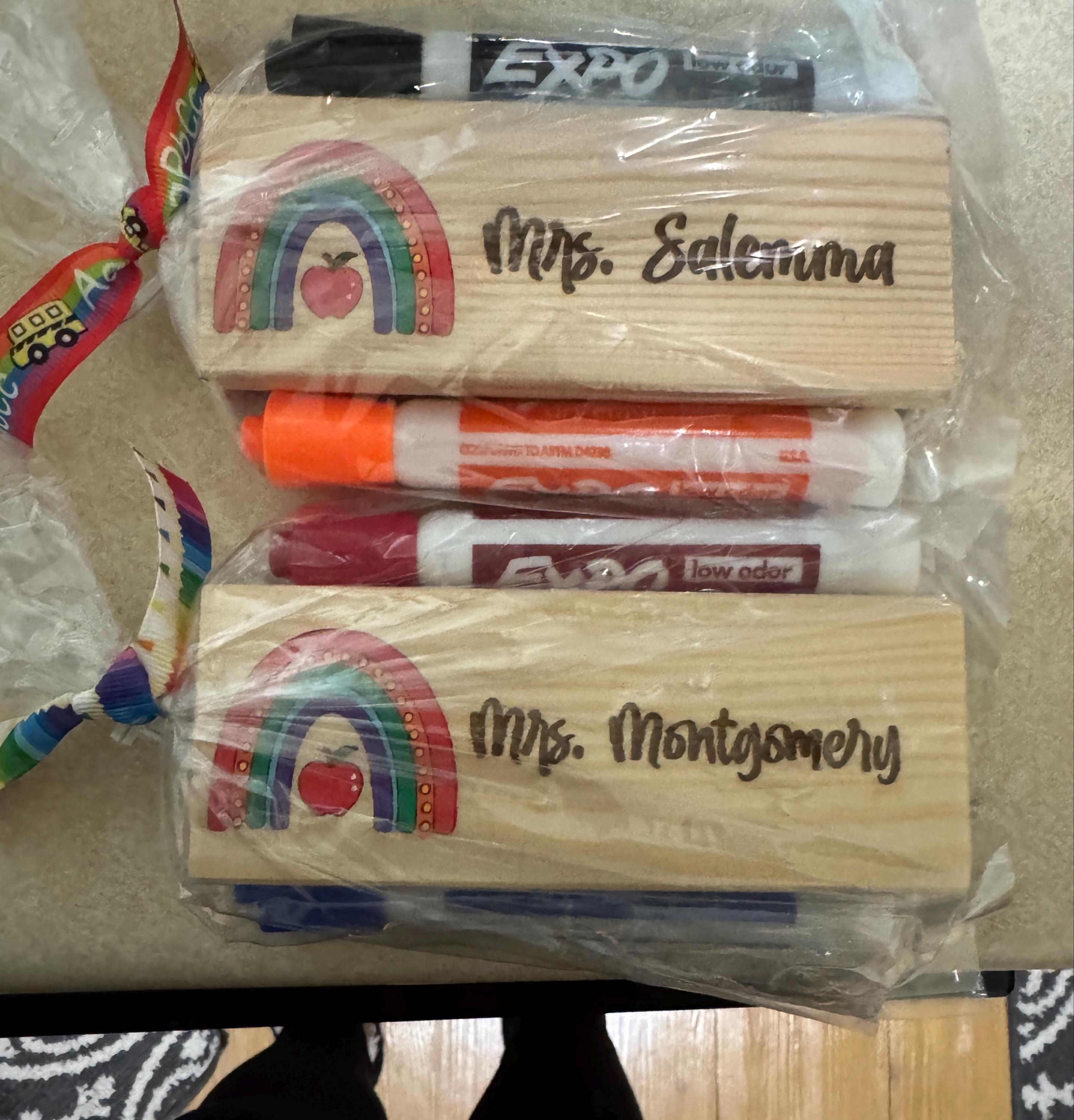 Personalized Teacher Whiteboard/Chalkboard Eraser Gift Set, Hand Painted,  Thank You Gift, Chalkboard Eraser, Teacher Appreciation Gifts.