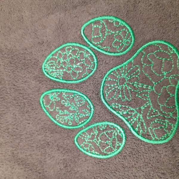 Mini to Large Floral Paw Print Machine Embroidery Design, 15