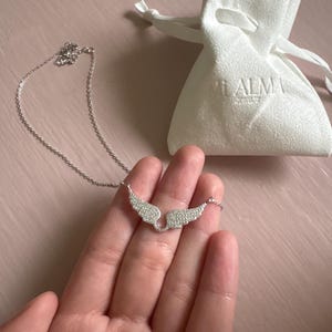 Collane in argento Sterling 925 con ali d'angelo da donna con zirconia cubica custode portafortuna collana gioielli ala d'angelo ciondolo nappa collana gioielli regalo per donne ragazze mamma figlia