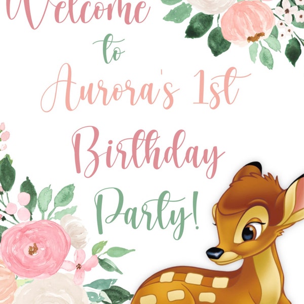 Bambi Welcome Sign, Bambi Birthday Sign, Woodland Party, Deer Birthday ...