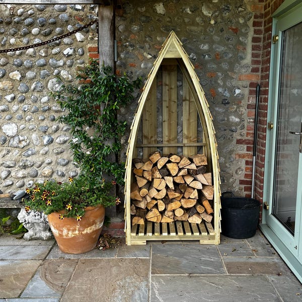 Rustic Log Storage Uk Gothic Arched - Shaped Log Store. DELIVERED FULLY ASSEMBLED - Etsy UK
