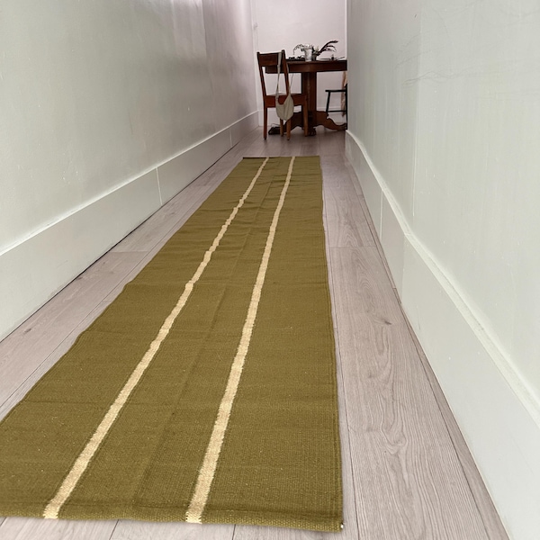Earthy Green Rug Runner Earthy Tone Olive Green Staircase Runner Rug - Handwoven Jute Kilim ...