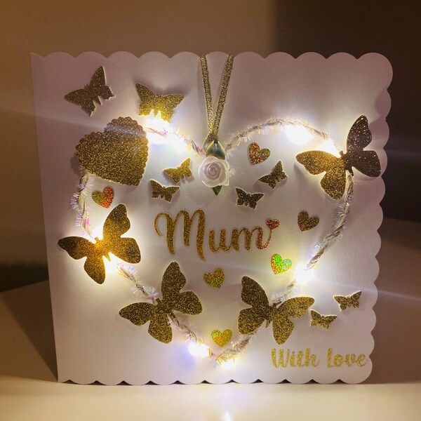Light up Cards Led Cards Light up Birthday Cards Hearts and Flowers ...