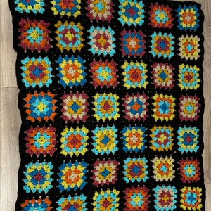 Classic 1970s Granny Square Crochet Blanket Pattern, 50x65 Afghan