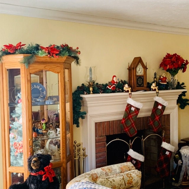 Harris Tweed Luxury Christmas Stocking Red And Green Tartan Etsy