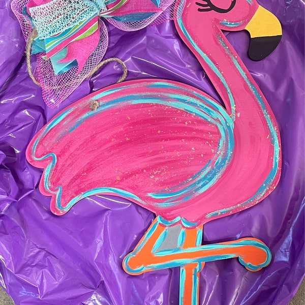 Michelle's Art Box Festin' Flamingo Door Hanger main image 1