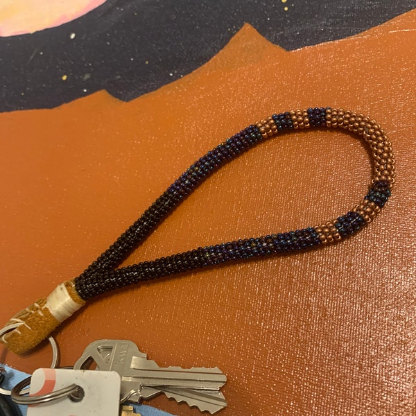 Copper & Abalone - NATIVE BEADED KEYCHAIN - Copper, Navy - Etsy
