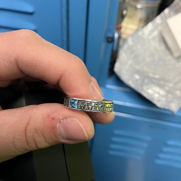 College Class Band Ring, Personalized School College Signet Ring ...