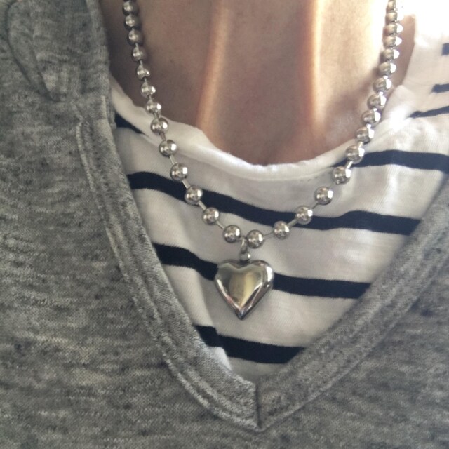 ★PEARLY MORE★ Volume Heart Ball Chain Necklace ☆PEARLY MORE☆ Volume Heart Ball Chain Necklace Chunky Ball