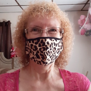 Made in USA, Leopard Face mask with nose wire, Washable, Reusable, Fast shipping, Filter pocket, Nose wire, comfy ears photo