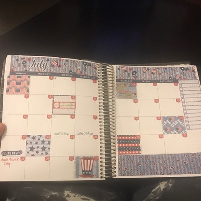 July Monthly View Kit, July Monthly Stickers, ECLP July Stickers, 4th ...