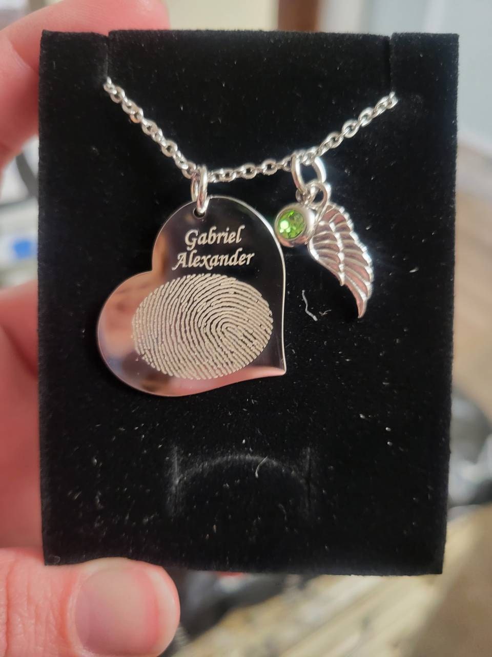 Custom Actual Fingerprint/Footprint Charm Necklace, Delicate Personalized Fingerprint/Pet Footprint Necklace, Women/Infant Loss/Pet Memorial Gift