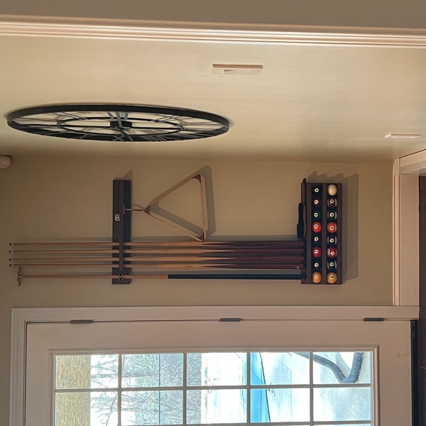 Handmade Hardwood Pool Ball Rack: Wall Mount Billiard Shelf - Pool Ball ...