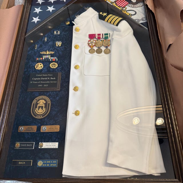 dress blue shadow box 17x21 Graduation Shadow Box Frame for Cap Gown Diploma Stole Cords Wood Display Case with Stick Pins & Hanging Hardware main image 0